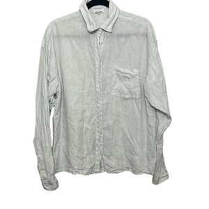 WeWoreWhat Womens Light Blue Linen Long Sleeve Button Down Shirt XS/S